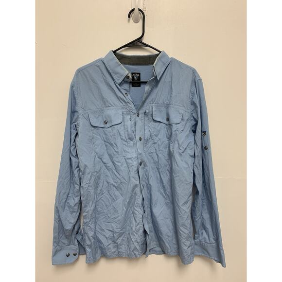 Kuhl Invoke Button Down Shirt Mens M Long Sleeve Vented Fishing Performance Blue - Picture 1 of 8